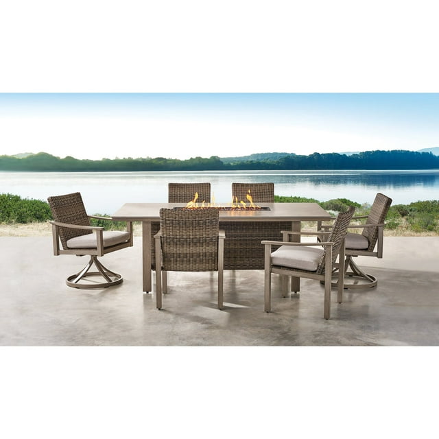 Member's Mark Hampton Fire Dining Set with Sunbrella Fabric, 7pc