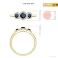 thumbnail image 4 of ANGARA Natural Round Sapphire Three Stone Halo Ring with Diamonds in 14K Yellow Gold for Women (Size-4mm) | September Birthstone, Anniversary, Jewelry Gift for Women | Natural Blue Sapphire Ring, 4 of 8