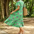 thumbnail image 4 of QUNYINEY Short Sleeve Summer Dresses for Women 2026 Plus Size A Line Midi Floral Sundress Flowy Casual V Neck Loose Fit Ruffle Dresses, 4 of 6