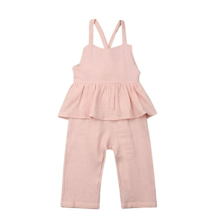 

Seyurigaoka Baby Girls Summer Ruffle Jumpsuit Sleeveless Strap Romper Bodysuit