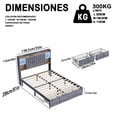 thumbnail image 1 of Base de Cama Full Gris Terciopelo con Luz LED, Enchufe EE.UU., 2 Cajones en el pie de cama y estante integrado en cabecero, 1 of 9