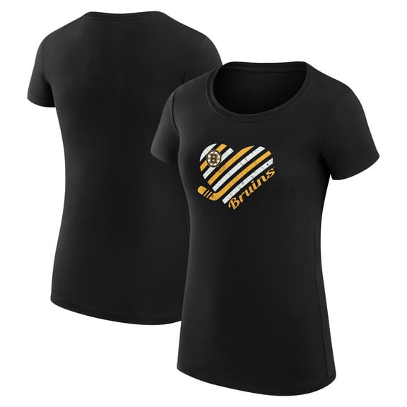 Women's G-III 4Her by Carl Banks  Black Boston Bruins Super-Slim Fit Lightweight Heart T-Shirt