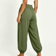 thumbnail image 6 of Women's Polyester High Waist Loose Jogger Pants, Breathable Cuffed Ankle Side Pocket Trousers, Relaxed Loungewear Bottoms for Travel Daily Errands | TruHer,Army Green L, 6 of 7