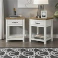 thumbnail image 6 of Pemberly Row Wood Nightstand with 1 Drawer and Shelf Set of 2 Ivory, 6 of 11