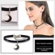 thumbnail image 3 of Black Leather Punk Choker Premium Black Vegan Leather Choker And Collar Necklace With Elegant Pendant, 3 of 4