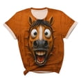 thumbnail image 5 of Women's Casual Graphic Tees Funny Smiling Horse Face 3D Print T-Shirts Short Sleeve Round Neck Tops Summer Lightweight Novelty Animal Blouses for Everyday Wear, 5 of 5