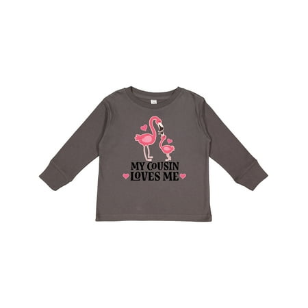 

Inktastic My Cousin Loves Me Flamingo Girls Long Sleeve Toddler T-Shirt