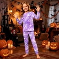 thumbnail image 2 of Family Halloween Pajama Set Long Sleeve Crew Neck, Soft Halloween Family Pajamas with Crystal Ball Skull Print, Cool Matching Halloween Pajamas Sleepwear, 2 of 6