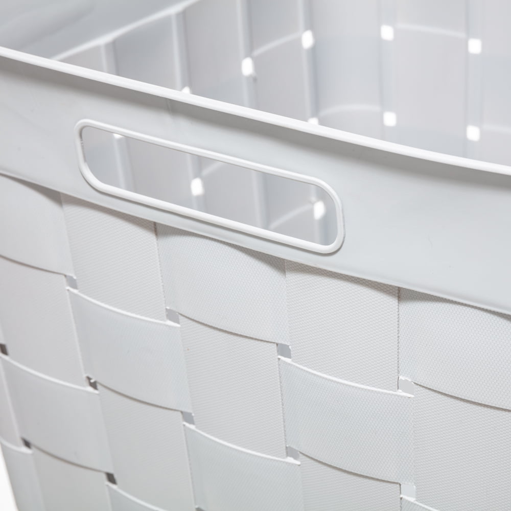 Your Zone Child and Teen Plastic Wide Weave Gray Stacking Storage Bin with Lid, 4 Pack