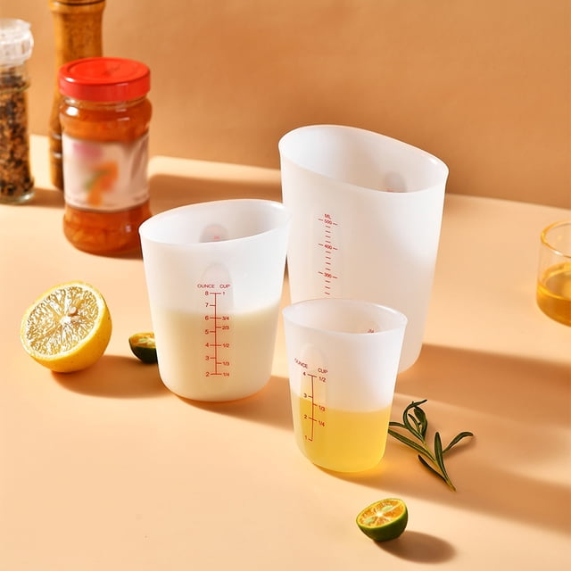 Measuring Tools Baking Measuring Cup Set – 3 Piece Silicone Cups with Engraved Measurements for Easy Storage and Heat Resistance