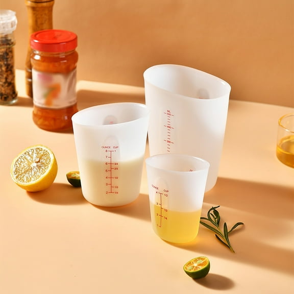 Measuring Tools Baking Measuring Cup Set – 3 Piece Silicone Cups with Engraved Measurements Ideal for Easy Storage and Heat Resistance