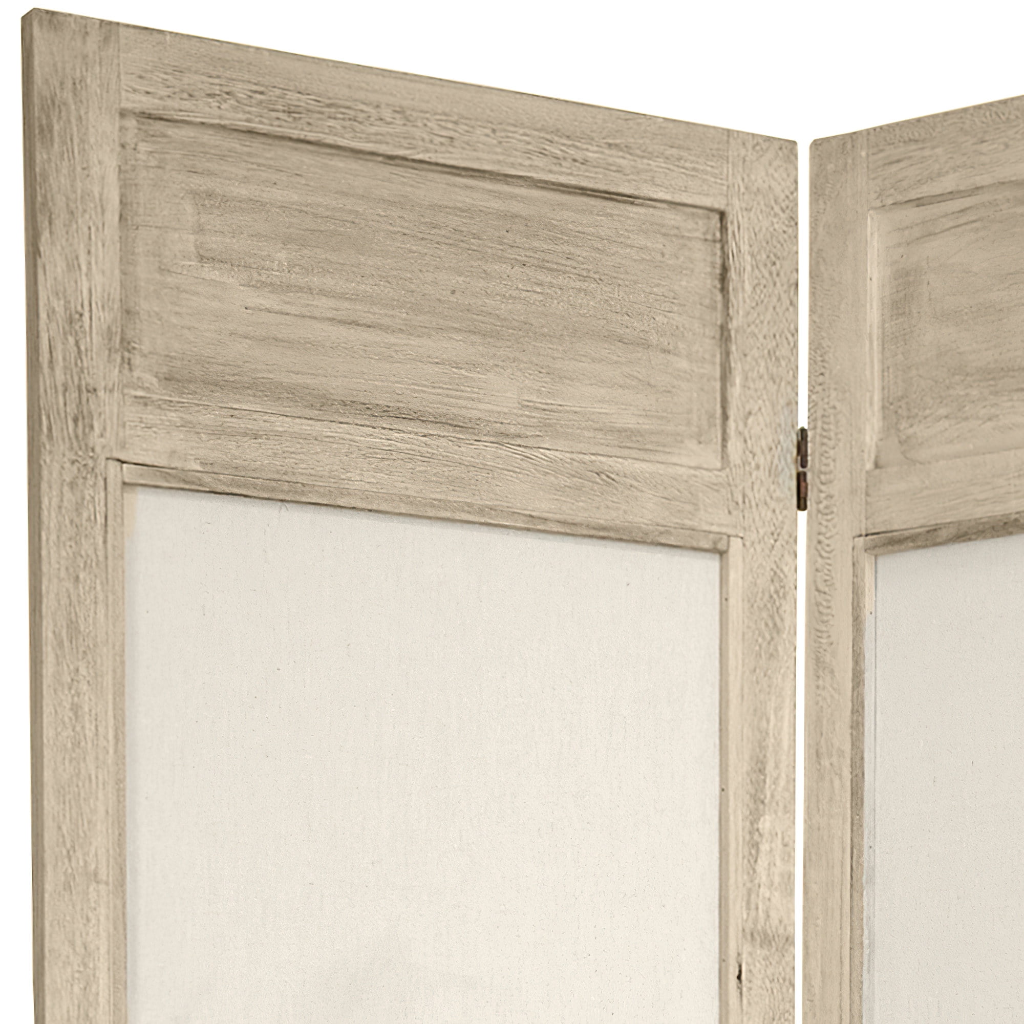 Oriental Furniture 5 1/2 ft. Tall Framed Fabric Room Divider - White - 3 Panel