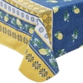 thumbnail image 2 of Home Bargains Plus Spring French Country Lemon Grove Vinyl Tablecloth with Flannel Backing, 52 x 52 Inch Square, Blue and Yellow Citrus Lemon Print, Easy Care Wipe Clean Indoor Outdoor Table Cover, 2 of 5