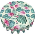 thumbnail image 2 of Round Tablecloth 60 Inch, Palm Tree Leaf Table Cover (Fit for 20"-47" Table), Soft Fabric Washable Wrinkle Resistant Table Cloths for Parties Kitchen Family Gatherings Home Decor, 2 of 6