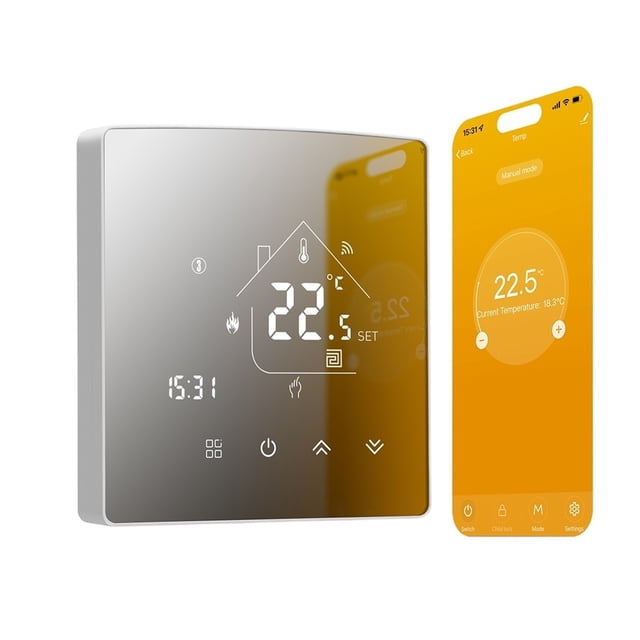 Thermostat Intelligent, Chauffe-Eau au Sol, Régulateur de Température Ambiante, Télécommande, Économiseur d'Énergie