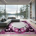 thumbnail image 2 of ODIKA 8'x10' Washable Area Rug Gothic Vintage Moth Butterfly Ornate Filigree Damask Border Shaped for King Size Bedroom Under Bed, Master Suite, Non-Shedding, Easy Care, 2 of 7
