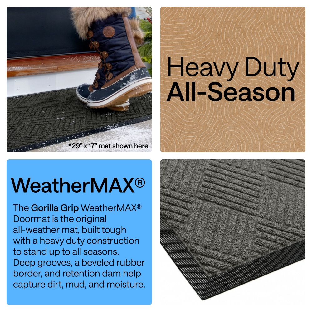 Gorilla Grip Weathermax Outdoor Doormat, Gray Diamond photo 3