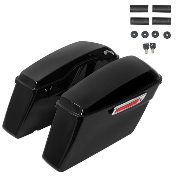Vivid Black Hard Saddlebag Saddle Bags For Harley Touring Street Glide 2014-24