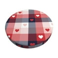 thumbnail image 1 of Disketp Heart Plaid Funda Redonda para Taburete, Funda de Cojín para Silla de Bar Suave y Elástica-13 inch, 1 of 7