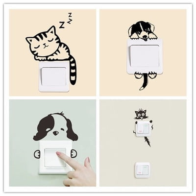 pegatinas autoadhesivas para interruptores, pegatinas removibles resistentes al agua, decoraciones de PVC negro para enchufes e interruptores, pegatinas decorativas para pared.