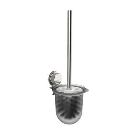 Wall Mount Brush Wall Mounted Toilet Bowl Cleaner Scrub Brush and Holder Set with Twist Lock Suction Cup for Bathroom Storage by Somerset Home (Stainless Steel) ()