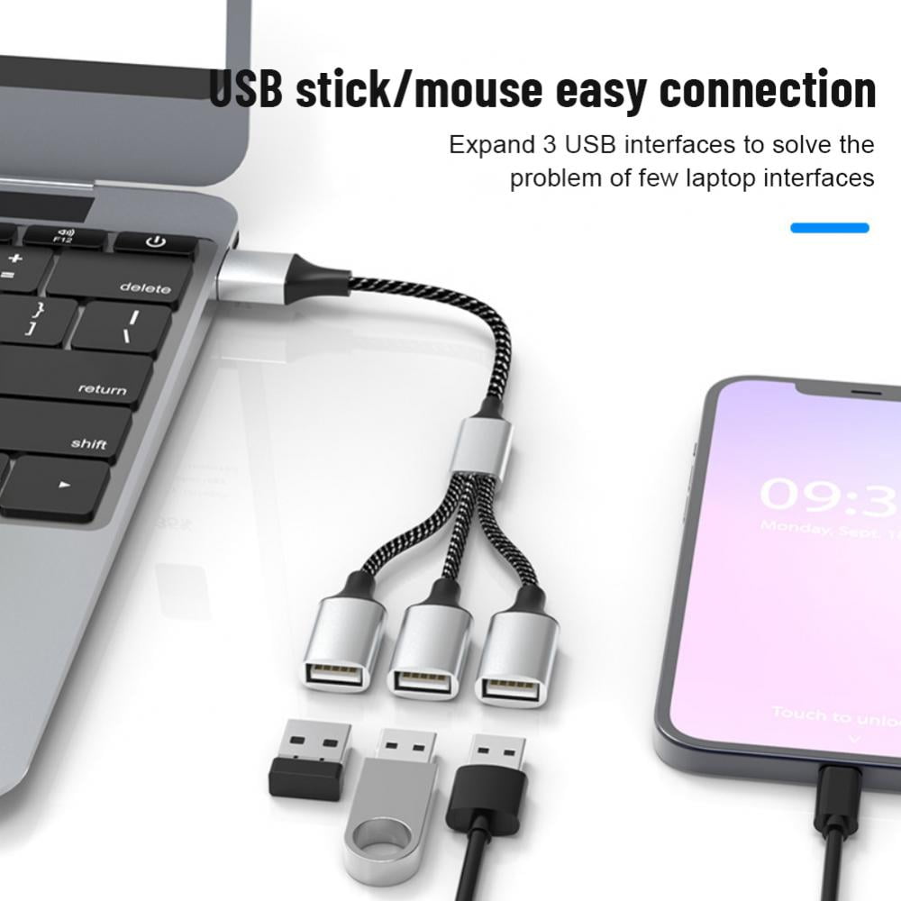 1/2PCS RYRA USB To 3 USB 2.0 HUB Dual 4Port Multi Splitter Adapter OTG For PC Laptop Surface Accessories USB A Extension Power