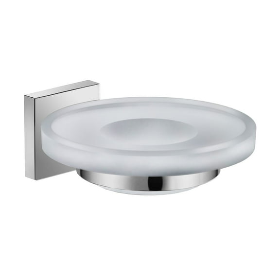 Dax Milan Soap Dish Tray Wall Mount Clear Glass Brushed Finish