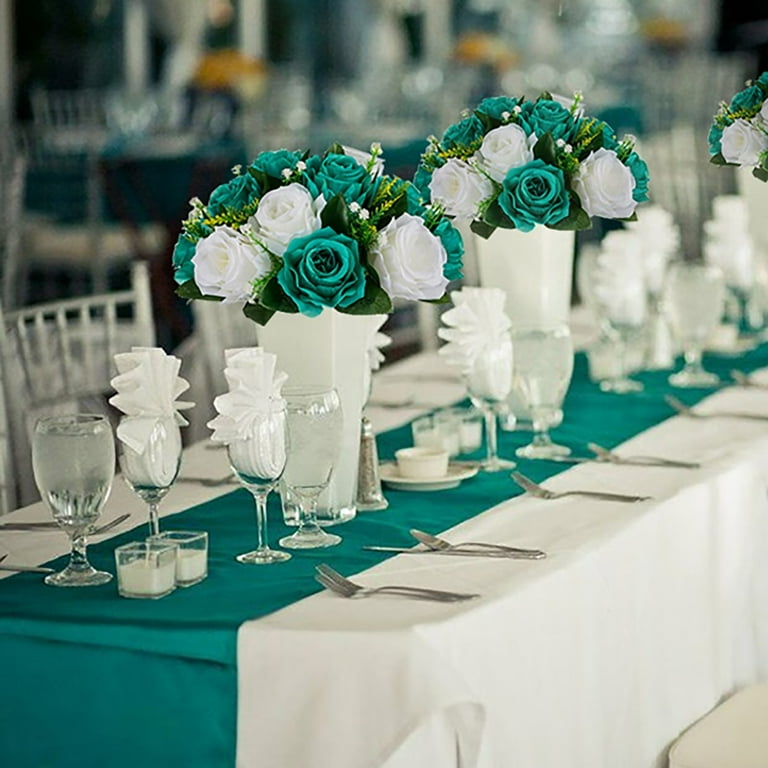 900 PCS Teal, Mint, White Silk Rose Petals - Artificial Flower Petals For Wedding, Party, Aisle Decor