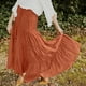 thumbnail image 3 of Falda larga Prolriy de verano para mujer, elástica, de cintura alta, estilo bohemio, informal, con cordón, corte A, color naranja, XL, 3 of 8