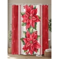 thumbnail image 4 of Red Poinsettia Christmas Shower Curtain Set, Waterproof Shower Curtains for Bathroom, Xmas Botanical Floral Modern Art Washable Fabric Cloth Bath Curtain for Bathtub with Hooks 60x72 Inches, 4 of 6
