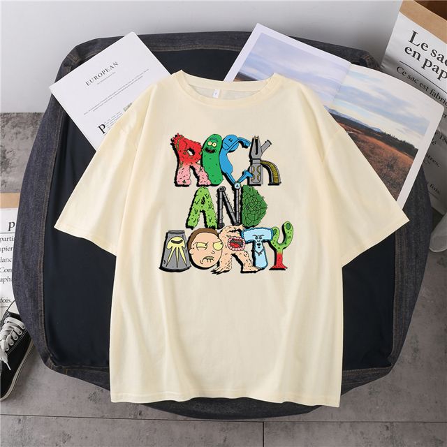 Verano 2021 Rick and Morty impreso camiseta de dibujos animados personaje de manga corta simple y casual camiseta popular para hombres y mujerespangjing