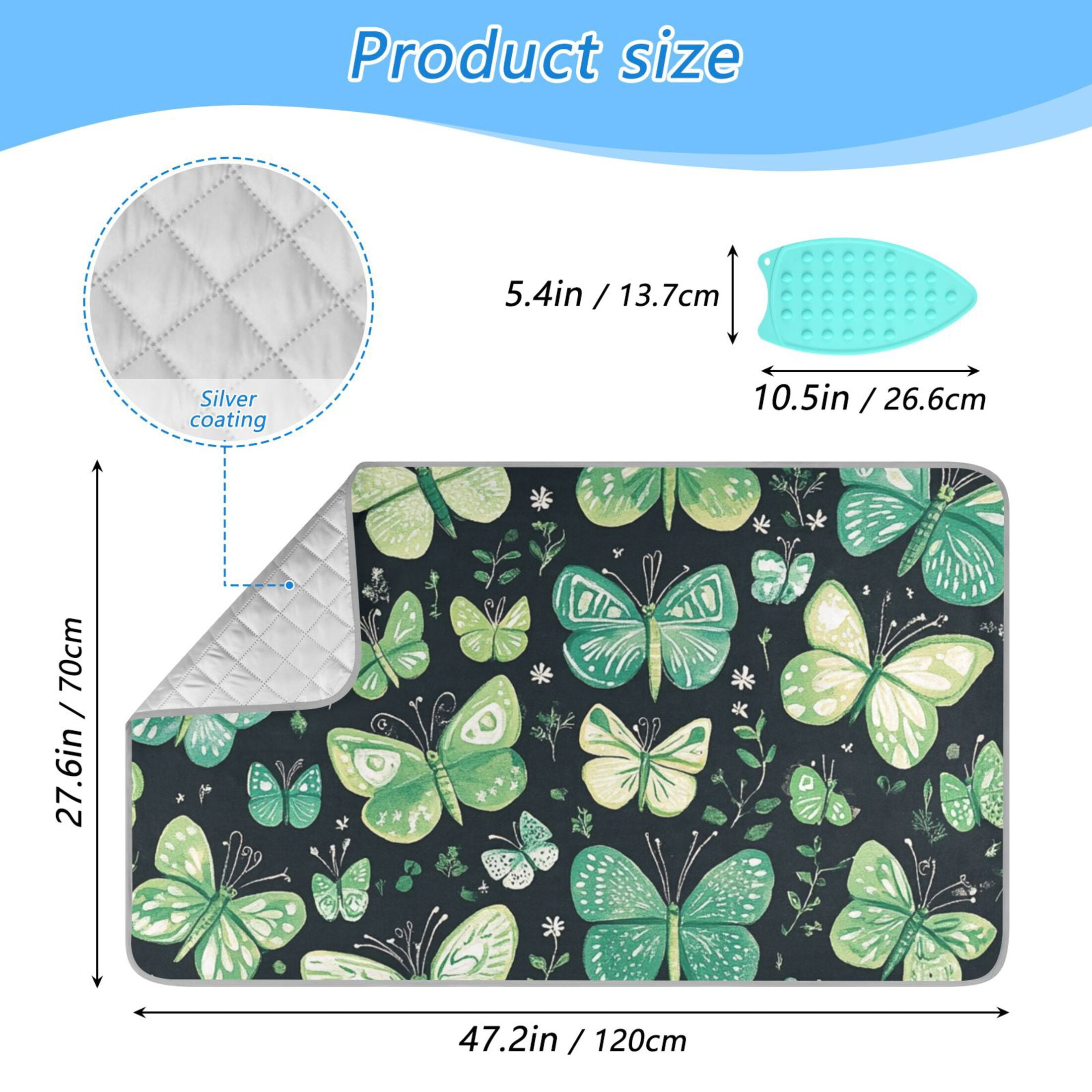 Various Green Butterflies Ironing Mat Blanket for Table Top Travel Portable Ironing Board Pad 47.2x27.6 Inch