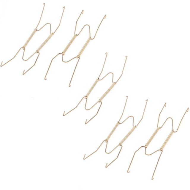 Ganchos dobles de resorte en forma de W de metal para colgar placas, tono dorado, 18.5 x 5.5 cm, 5 piezas