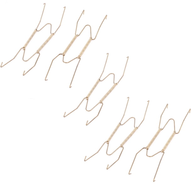 Ganchos dobles de resorte en forma de W de metal para colgar placas, tono dorado, 18.5 x 5.5 cm, 5 piezas