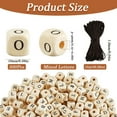 thumbnail image 2 of 500Pcs Wooden Alphabet Beads Square Letter Beads Bulk with Nylon Thread White Small 10mm Cube Natural Wood Spacer Bead Kit for Jewelry Bracelets Keychains Lanyards Supplies DIY Crafts, 2 of 6