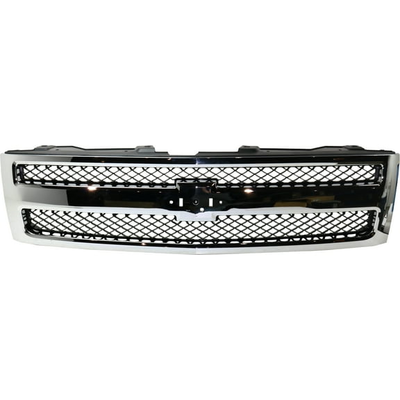 Grille Assembly Compatible With 2007-2013 Chevrolet Silverado 1500 Chrome Shell with Textured Black Insert