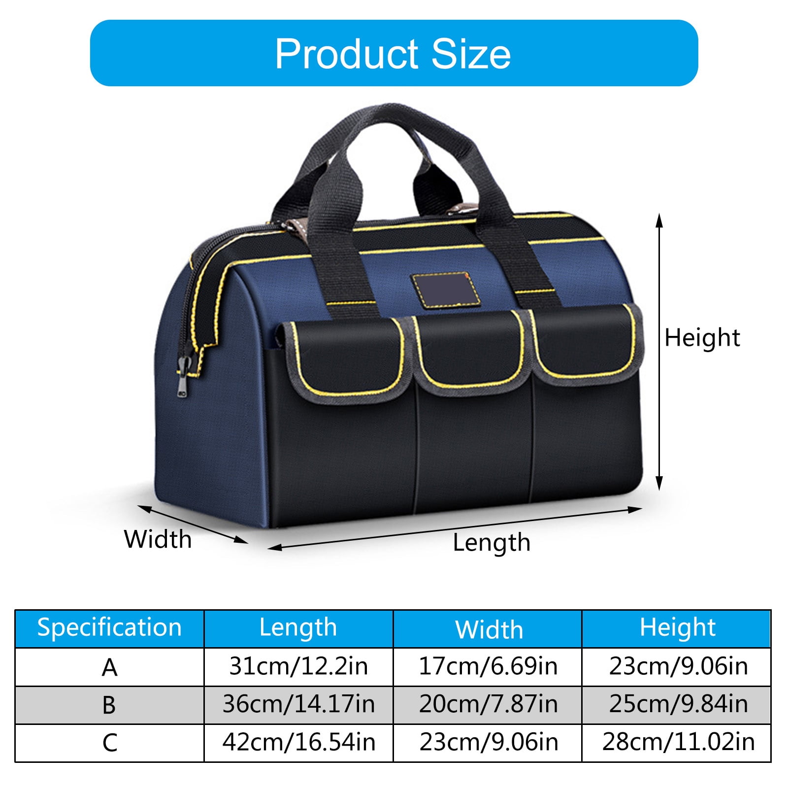 13/16/18in Large Capacity Tool Organizers Waterproof Tool Bag Oxford Cloth Tool Storage Bag for Workshops
