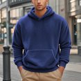 thumbnail image 6 of ZUKMRJPC Men's Fleece Pullover Hoodie Long Sleeve Solid Color Soft Comfy Regular Fit Hooded Sweatshirt with Kangaroo Pocket, 6 of 7