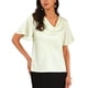 thumbnail image 1 of INSPIRAR CHIC Blusa de satén con cuello drapeado y mangas cortas semi formales M Blanca, 1 of 1
