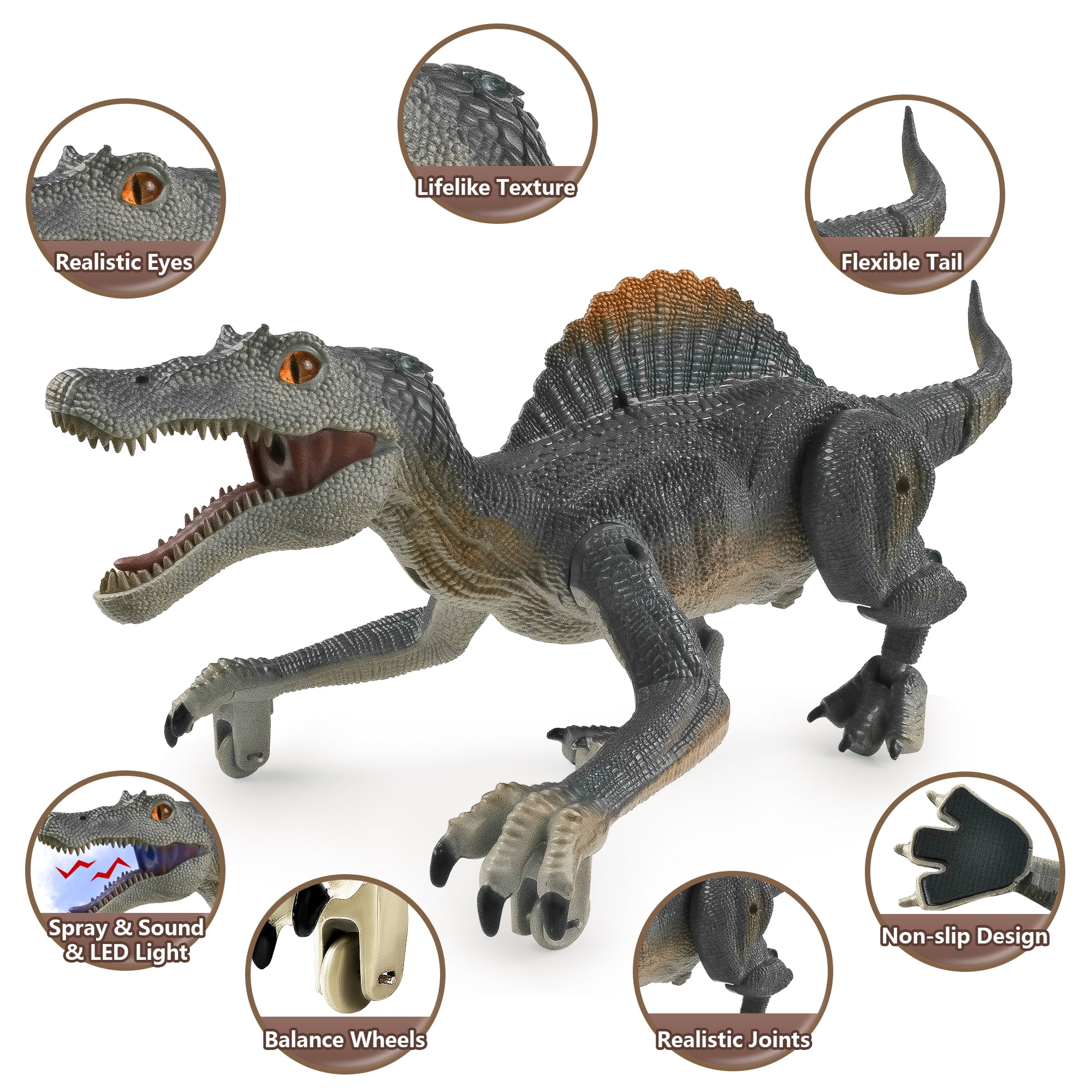 Richgv Remote Control Dinosaur Toys for Boys 3-6 Years, Walking RC Dinosaur Toys for Kids, RC Jurassic Velociraptor Toys, Light Chasing Robot Dinosaur Toys for Gift