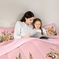 thumbnail image 5 of Feelyou Cartoon Tiger Wildlife Twin Bedding Sets 7-Piece, Palm Leaf Botanical Bedding Comforter Set, Teens Kids Boys Girls Reversible Sheet Sets, Breathable Home Decor, 5 of 9