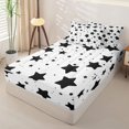 thumbnail image 2 of Manfei Cartoon Stars Zipper Twin Comforter Sets with Fitted Sheet and 2 Pillowcases,Kawaii Polka Dot Zipper Bedding Set,White Black,Colorful Stars Reversible,4pcs, 2 of 8