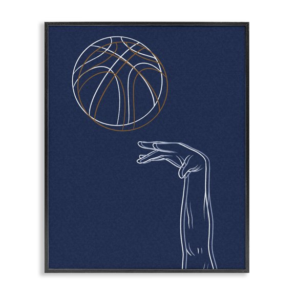 Stupell Industries Contemporary Basketball Lines Contour Black Framed Giclee Art, 11 x 14, by Marcus Prime