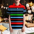 thumbnail image 2 of Xijirk Boys T Shirts Casual Short Sleeve Striped Polo Shirt Featuring Functional Chest Pocket for Play and Everyday Wear,7-8 Years, 2 of 4