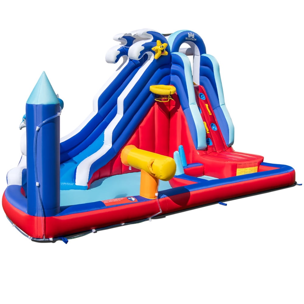 Aimee Lii 6-In-1 Inflatable Water Park with Climbing Wall Splash Pool (Without Blower), Bounce House Water Slide for Kids 3-10