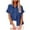 #2-Blue, variant on Azrian Womens Sweatshirt Plus Size,Women's Tops Fashion Solid Button Shirt Female V-Neck Loose T-shirt Blouse for