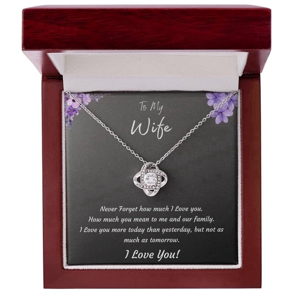 BrillanceAura Heart Clear, Love Knot Necklaces, White Gold-Plated, Necklace, 22 Inch, 1 Count Per Pack