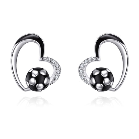 Soccer Earrings S925 Sterling Silver Soccer Stud Earrings for Women Mom Sports Jewelry Gifts Coach Lover Player