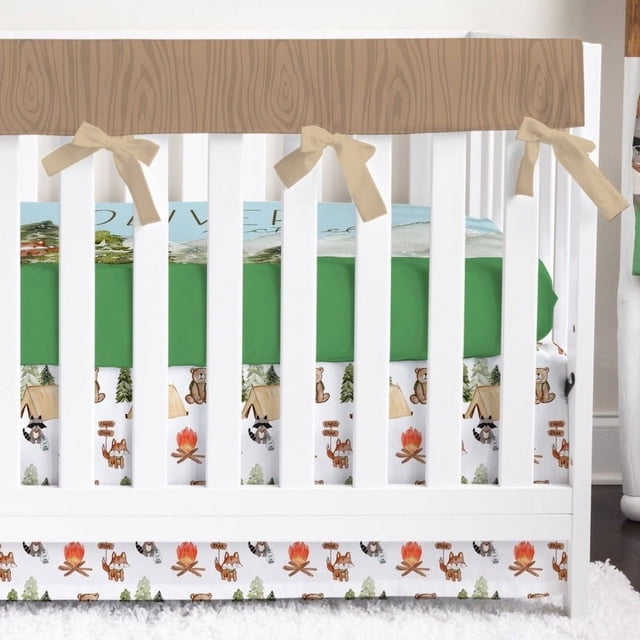 Juego de cuna personalizado Woodland Camper Wood Grain