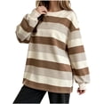 thumbnail image 3 of Tqcoqu Women's Striped Crew Neck Sweatshirt,Long Sleeve Drop Shoulder Loose Casual Pullover Top,2026 Trendy Clothes, 3 of 6